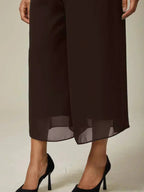 Cropped lengte rechte pijp broek met chiffon split pijp overlay