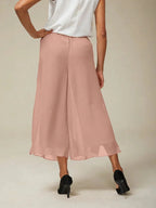 Cropped lengte rechte pijp broek met chiffon split pijp overlay