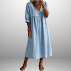 Lace Trim Denim Dress