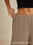 Cropped lengte rechte pijp broek met chiffon split pijp overlay