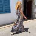 Tie-Dye V-Neck Maxi Cami Dress