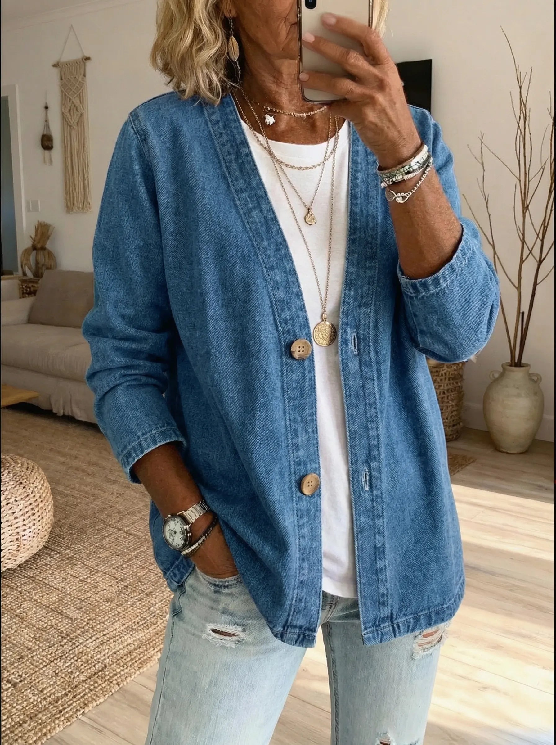 Dariah | Denim Button Coat