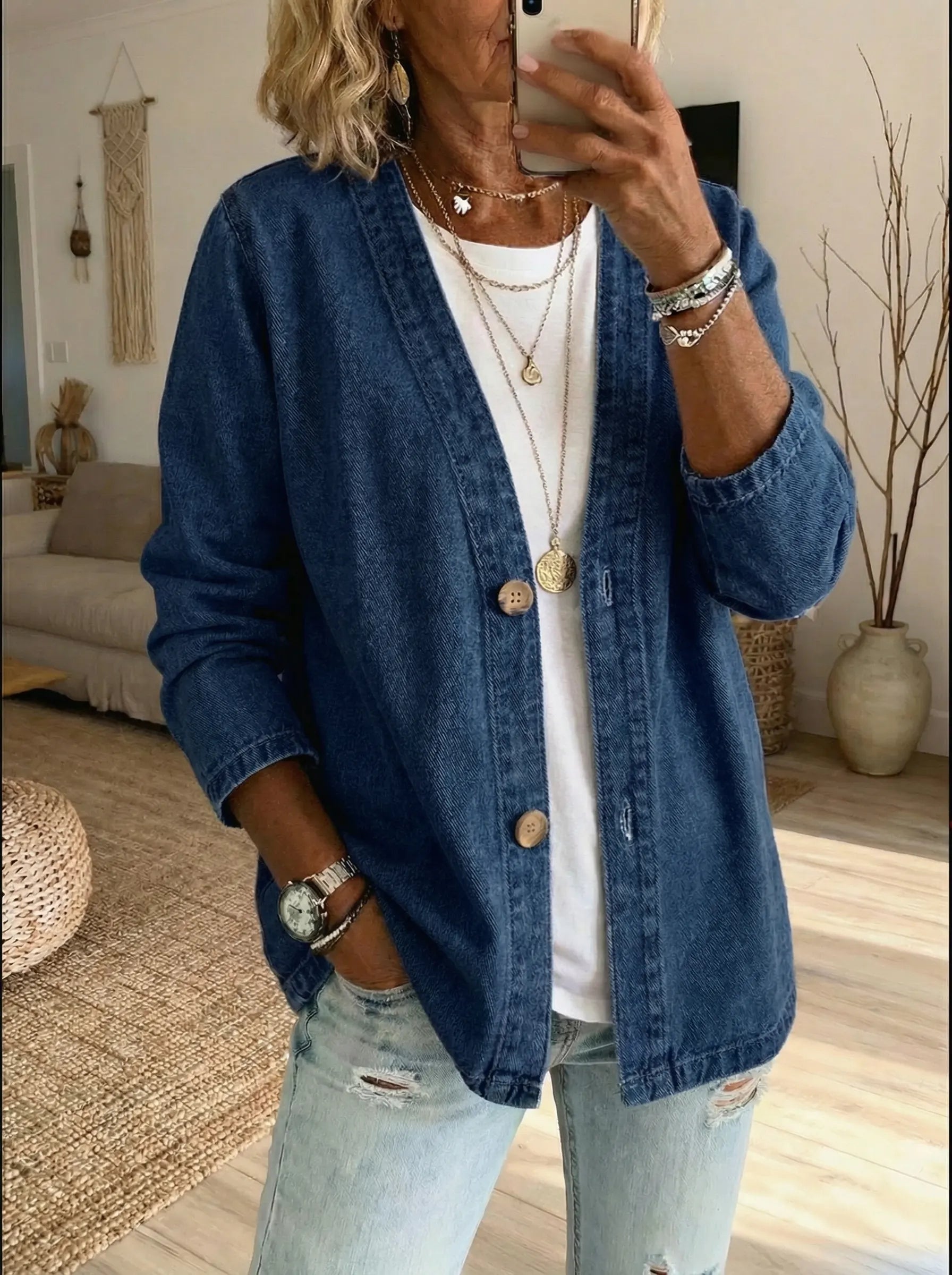 Dariah | Denim Button Coat