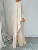 Maravelle™ | Elegant Pleated Cape Maxi Dress