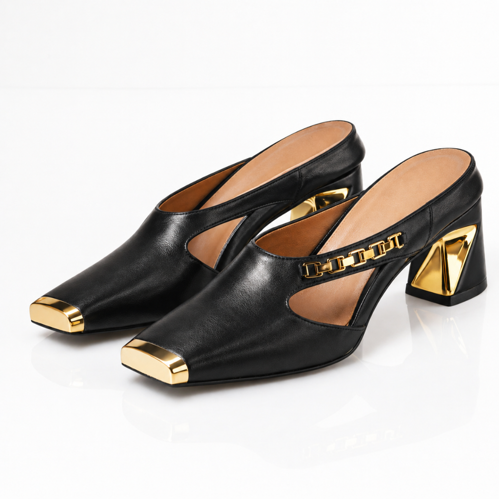 Aurea Gilded Block Heels