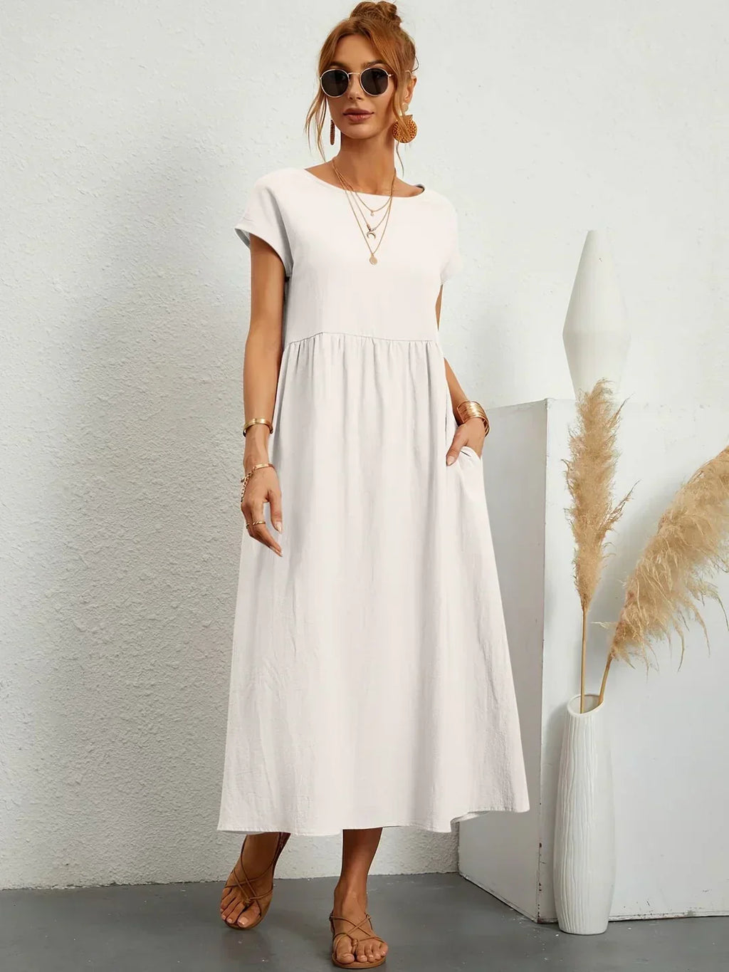 Gabrielle™ — Flowing Midi Dress Timeless Elegance
