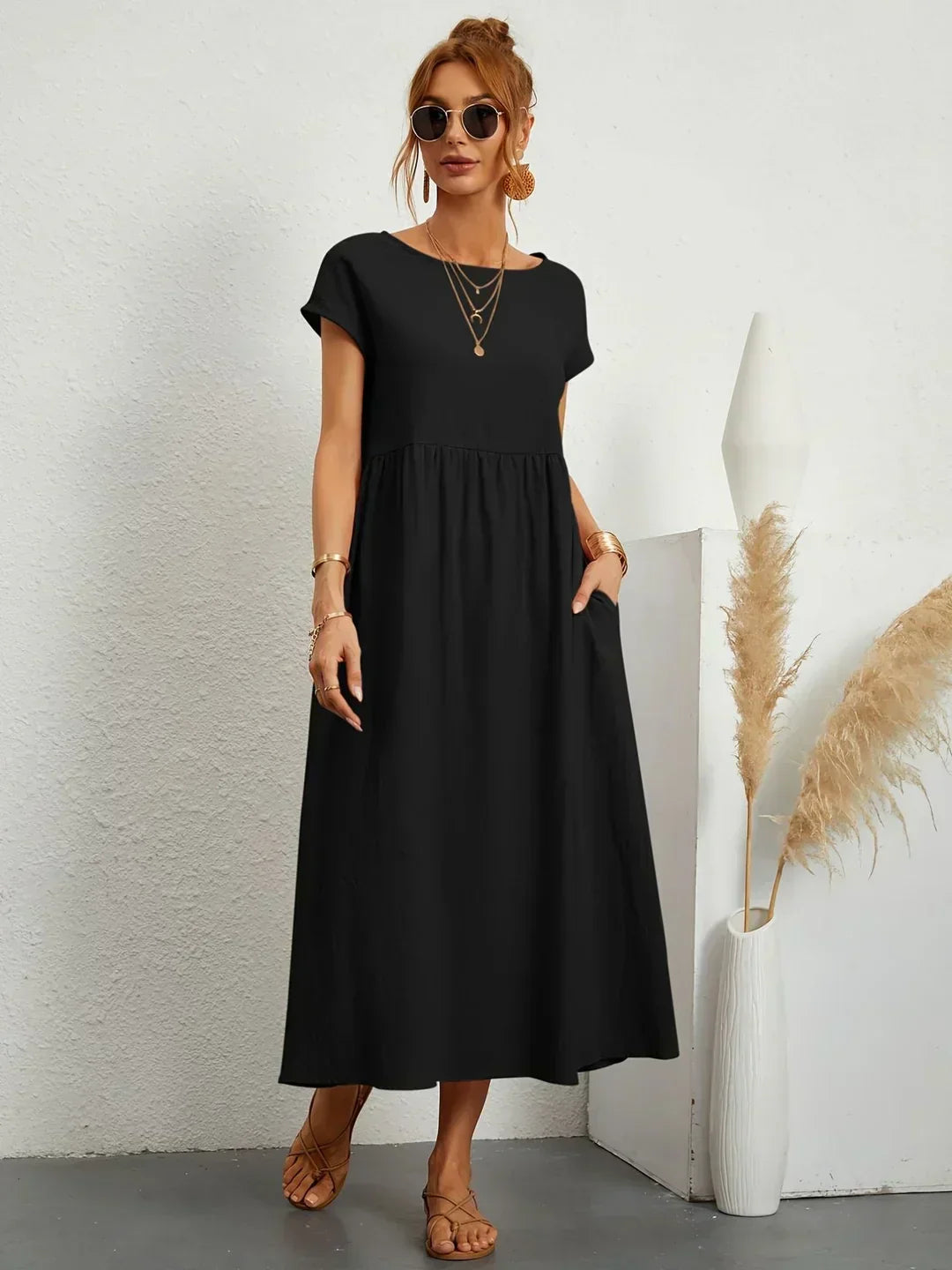 Gabrielle™ — Flowing Midi Dress Timeless Elegance