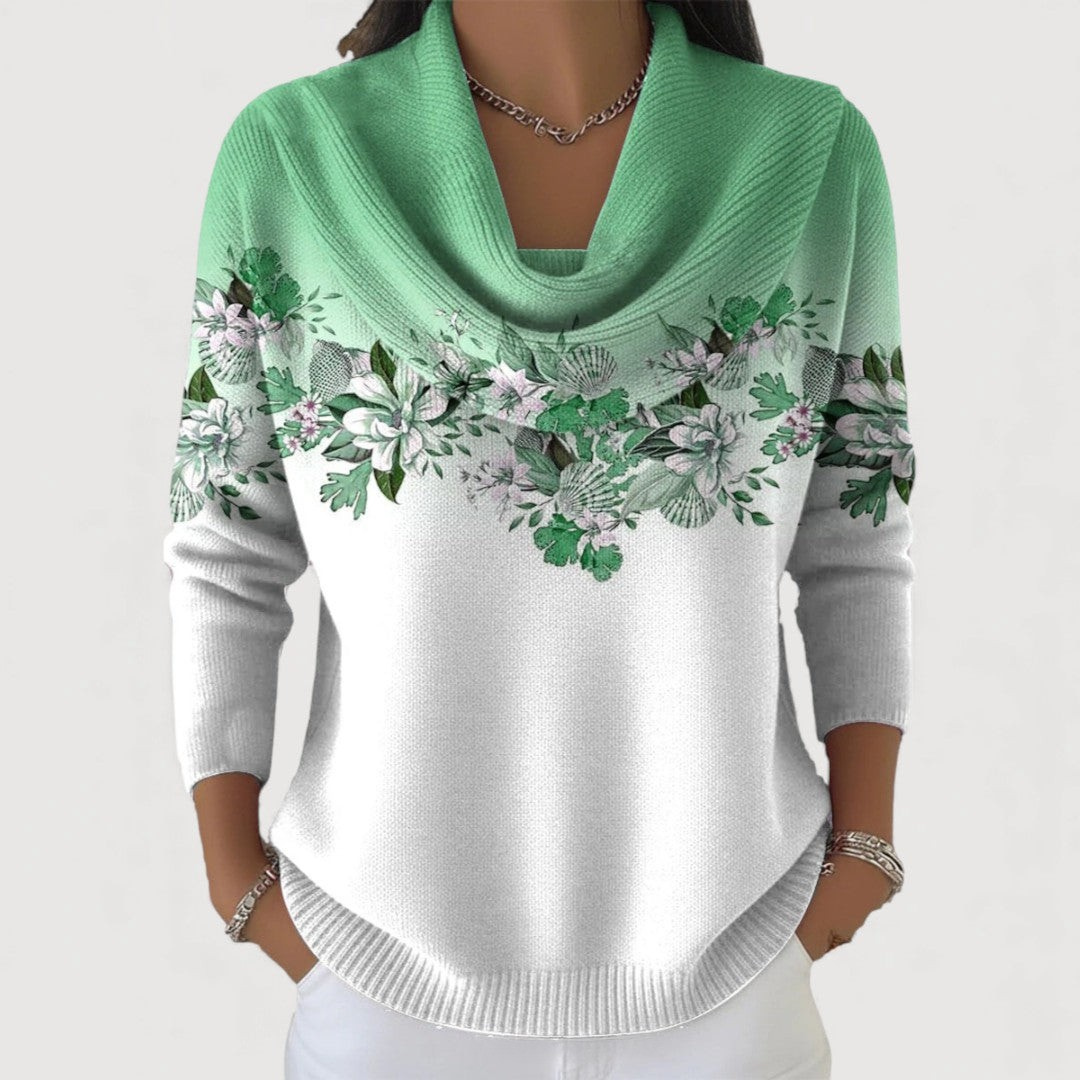 Liora | Floral sweater with a soft neckline