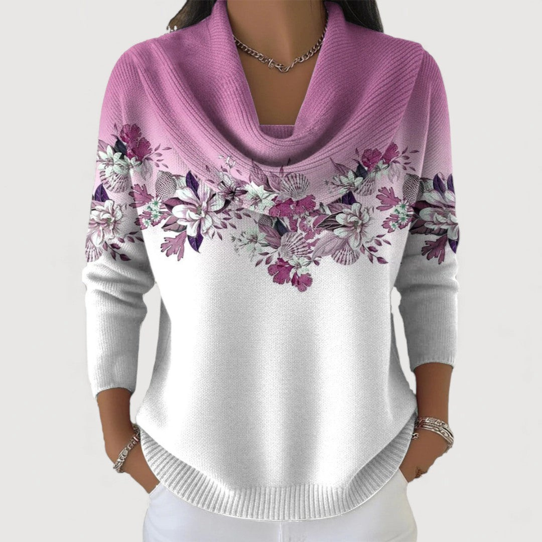 Liora | Floral sweater with a soft neckline