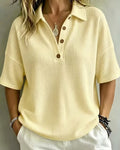 Maddison™ | Relaxed Waffle Polo Top