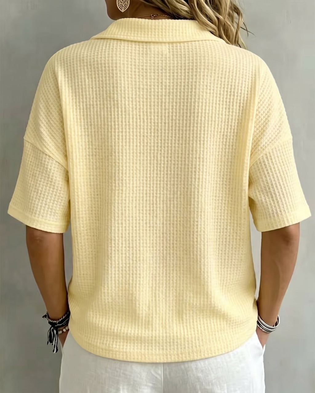 Maddison™ | Relaxed Waffle Polo Top