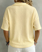 Maddison™ | Relaxed Waffle Polo Top