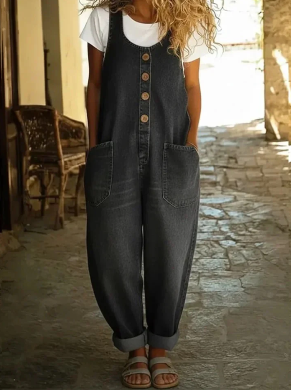 Saylor - Vintage Soft Cotton Denim-Look Overalls