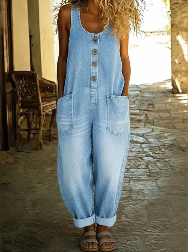 Saylor - Vintage Soft Cotton Denim-Look Overalls