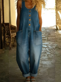Saylor - Vintage Soft Cotton Denim-Look Overalls