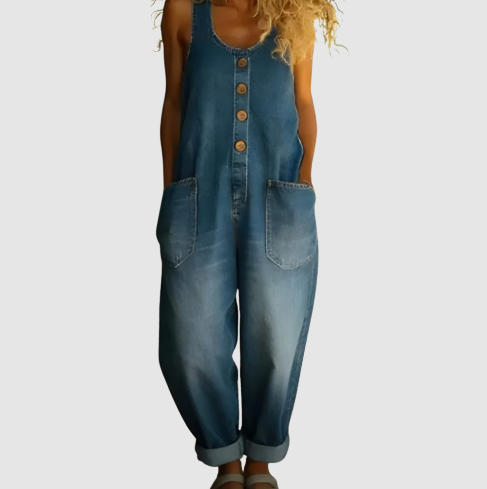 Saylor - Vintage Soft Cotton Denim-Look Overalls