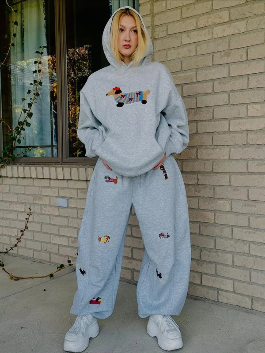 Amalfi® Embroidered Pup Barrel Sweatpants