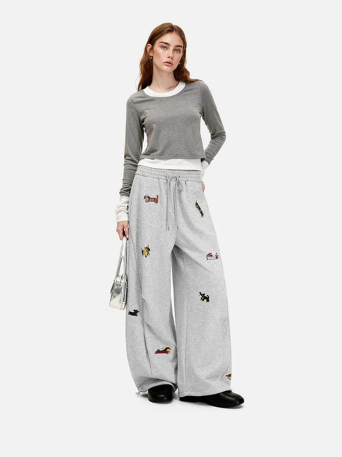 Amalfi® Embroidered Pup Barrel Sweatpants