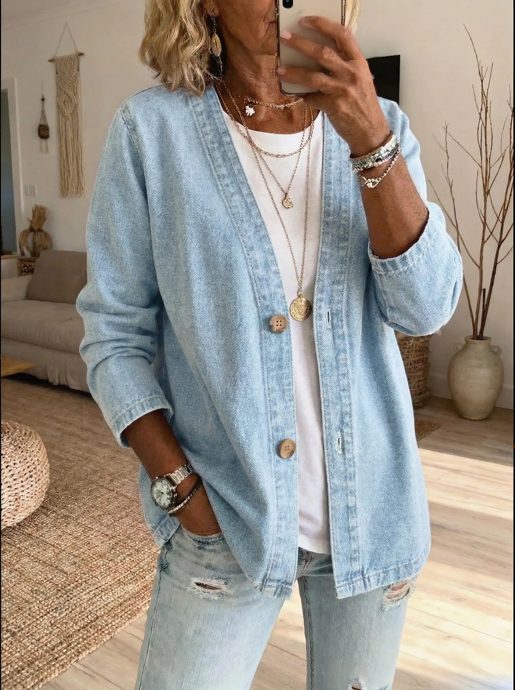 Dariah | Denim Button Coat