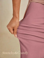 Cropped lengte rechte pijp broek met chiffon split pijp overlay