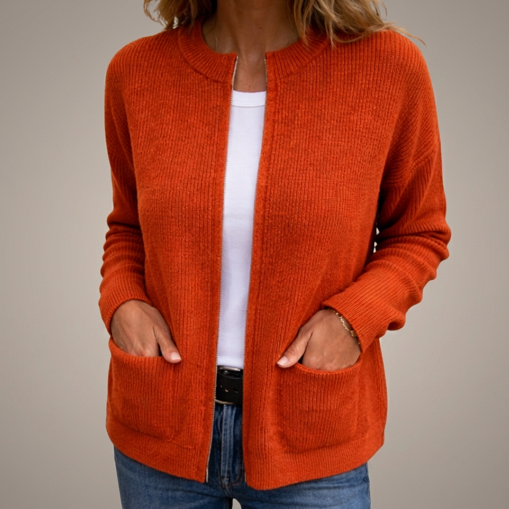 Colette™ | Warm Zip Knit Cardigan
